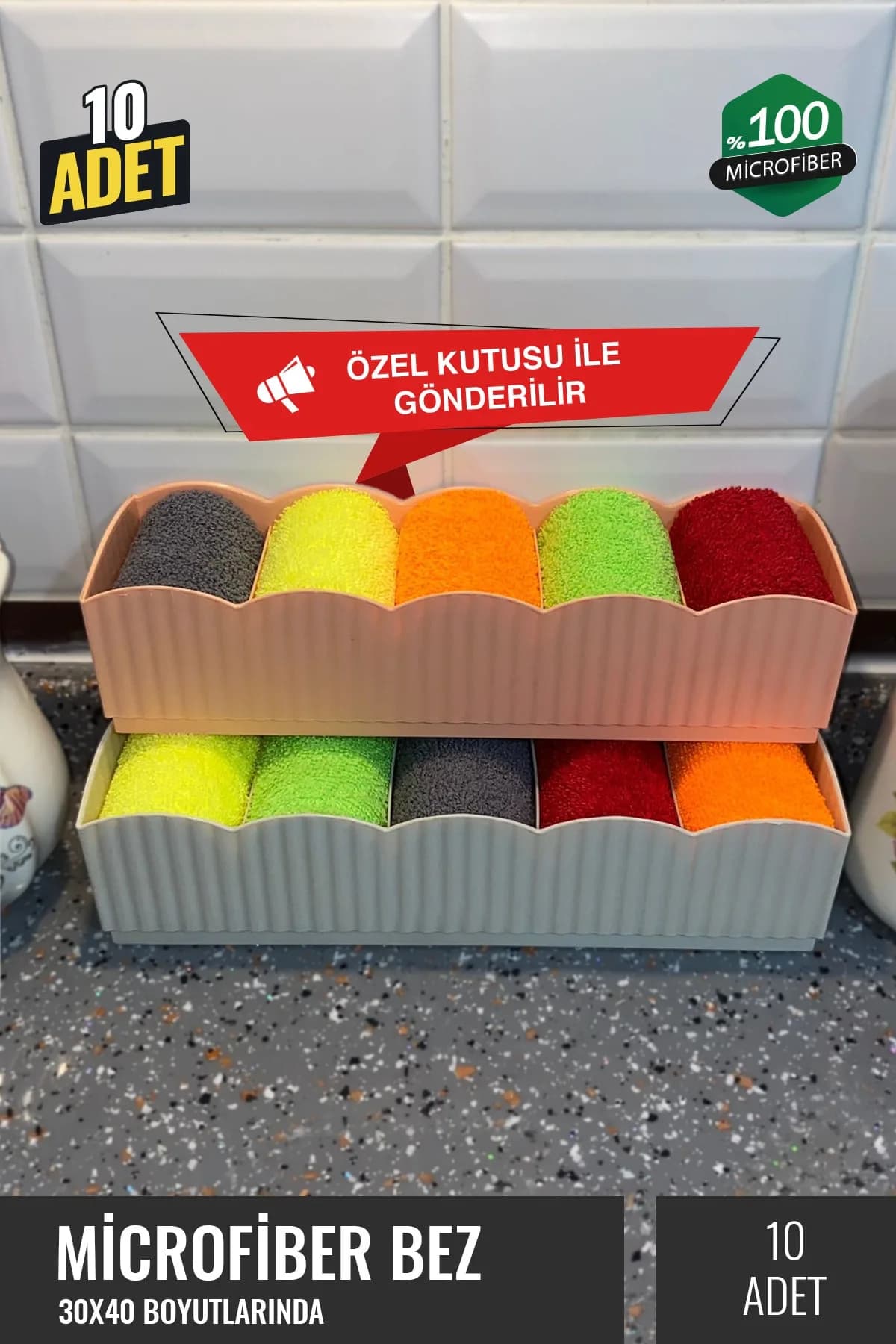 Mikrofiber Temizlik Bezi 10'lu Özel Kutulu Avantajlı Paket - Görsel 1