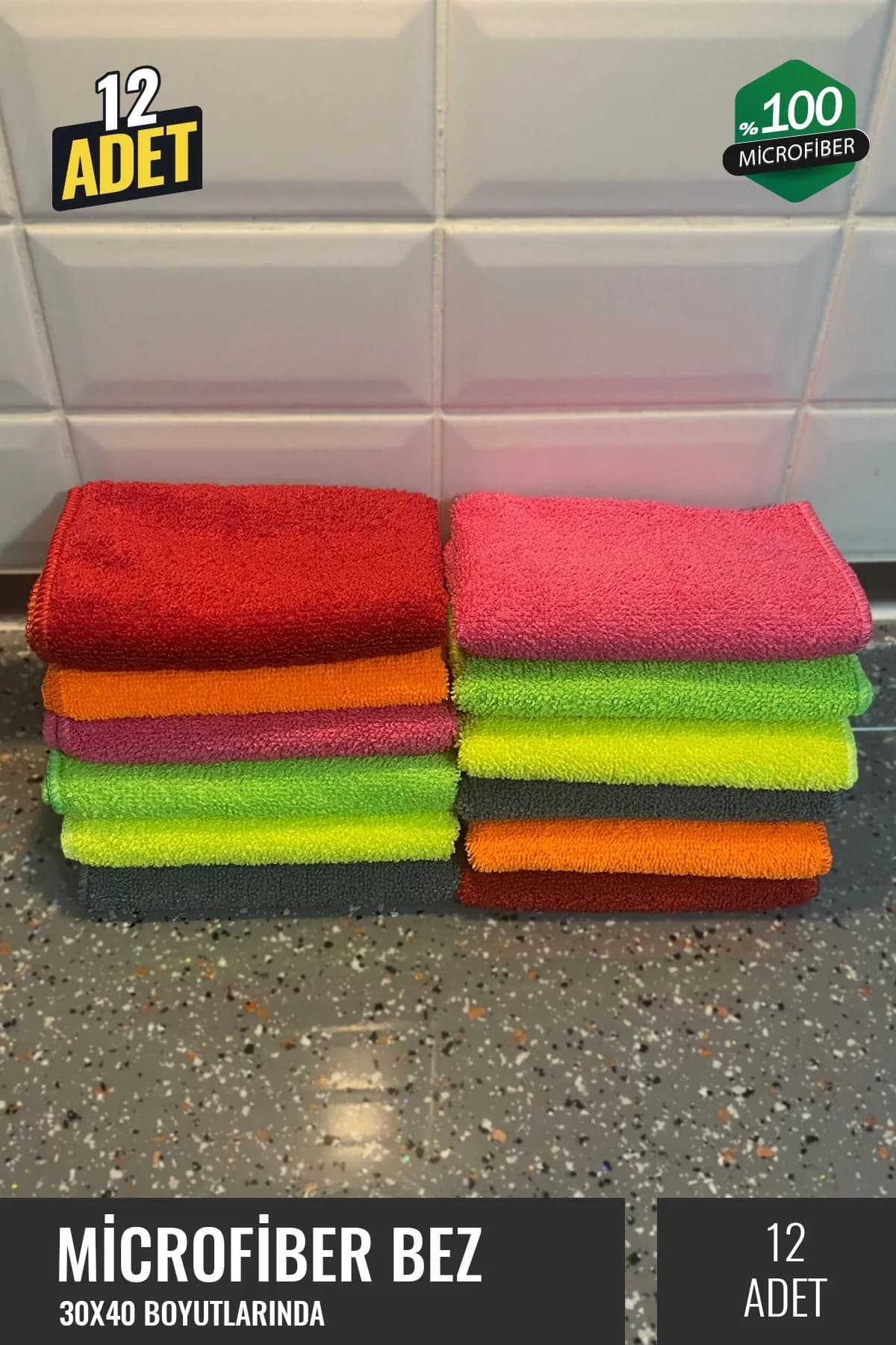 Mikrofiber Temizlik Bezi 12'li Avantajlı Paket - Görsel 1